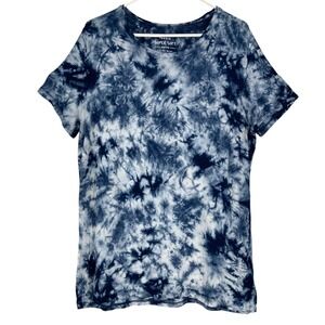 Torrid Super Soft Knits Tie Dye Blue White Tunic Blouse Top Plus Size 0 Pullover